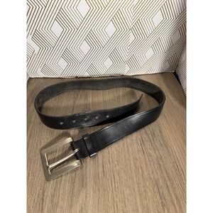 Gap‎ Mens Black Genuine Leather Casual Dress Belt Silver Buckle Size 34
